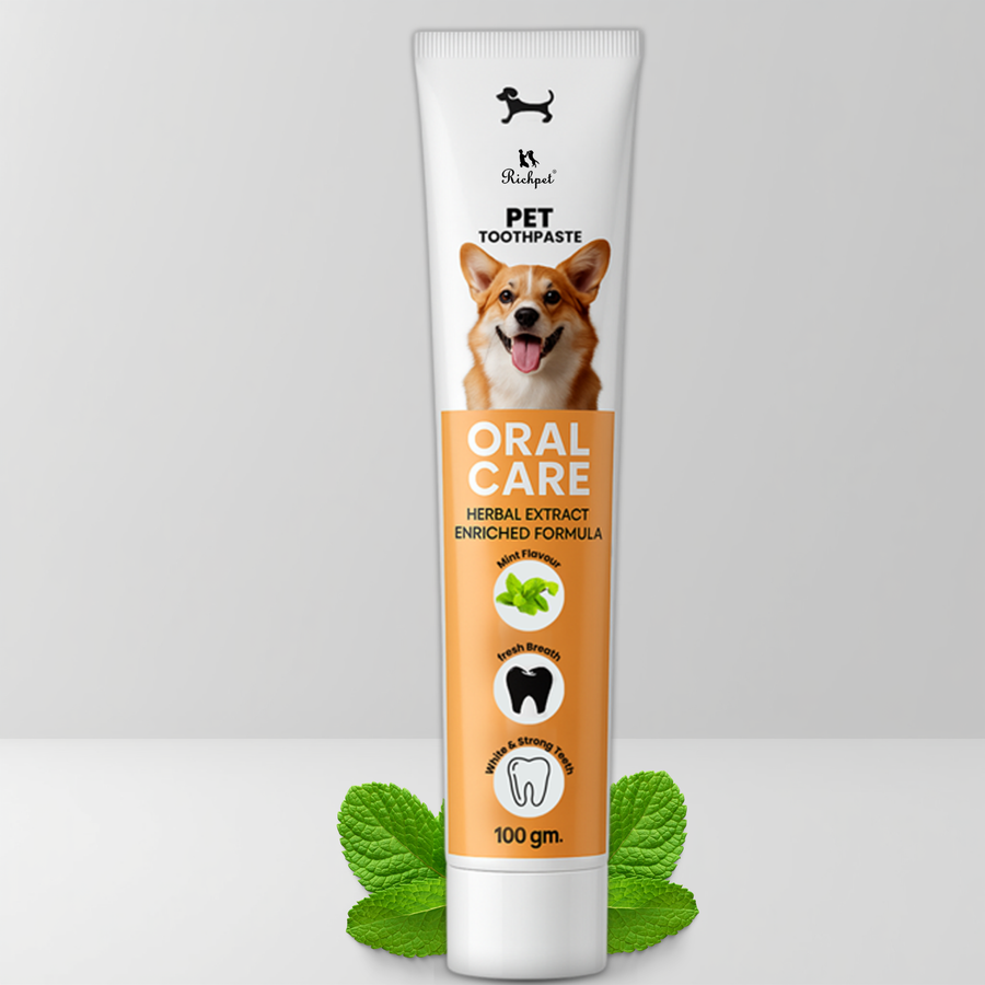 Richpet Herbal Pet Toothpaste for Dogs | Mint Flavour | Fights Bad Breath & Supports Clean, Strong Teeth | No Rinse Needed (100g)