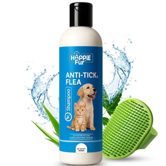 Richpet Anti Tick & Flea Pet Shampoo (300ml) — Natural Neem & Aloe Vera Formula | Optional Bath Brush Combo - Richpet StoreRichpet Store
