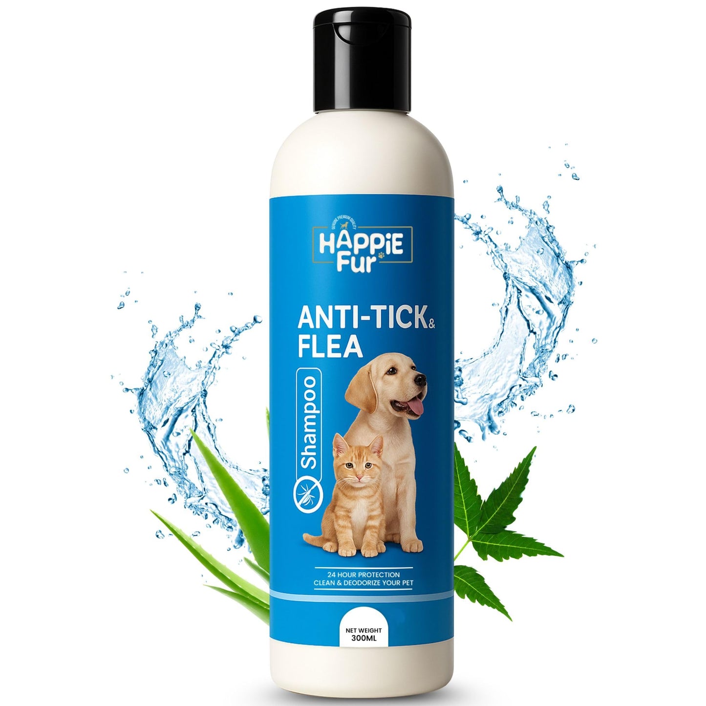 Richpet Anti Tick & Flea Pet Shampoo (300ml) — Natural Neem & Aloe Vera Formula | Optional Bath Brush Combo - Richpet StoreRichpet Store