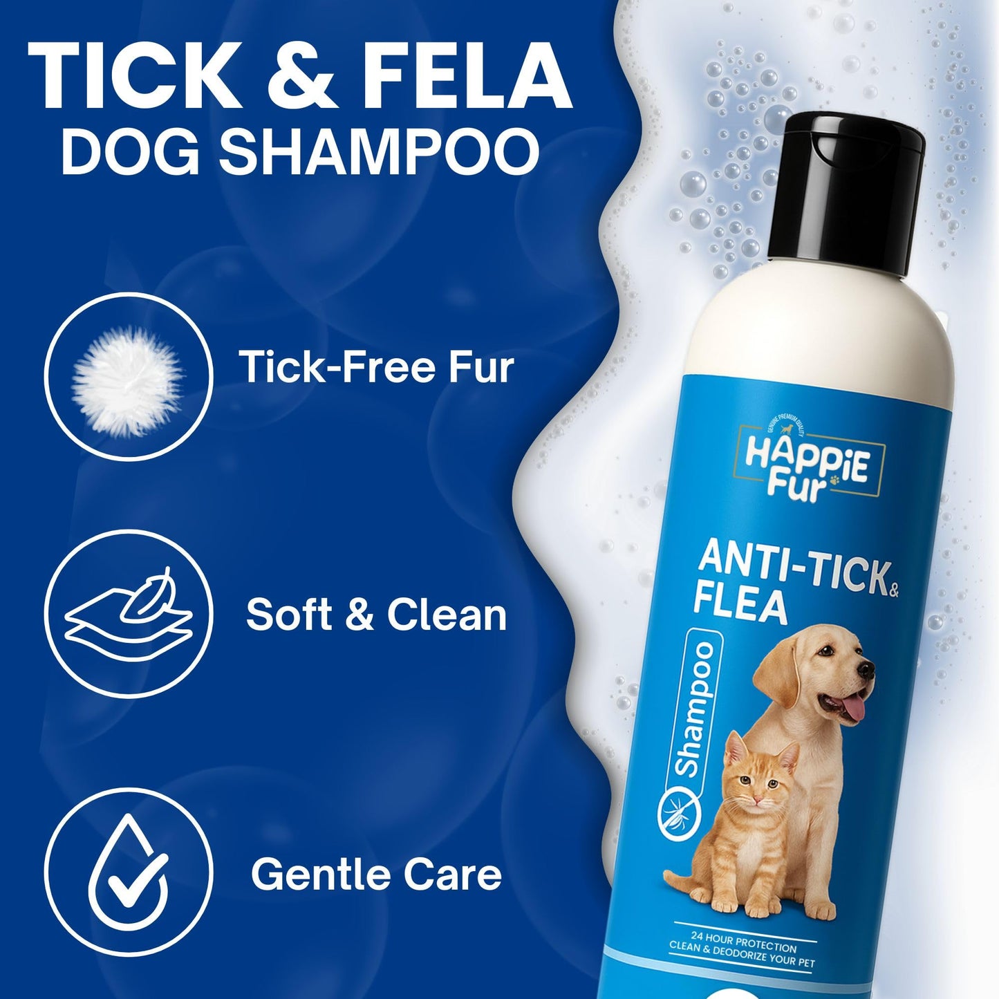 Richpet Anti Tick & Flea Pet Shampoo (300ml) — Natural Neem & Aloe Vera Formula | Optional Bath Brush Combo - Richpet StoreRichpet Store