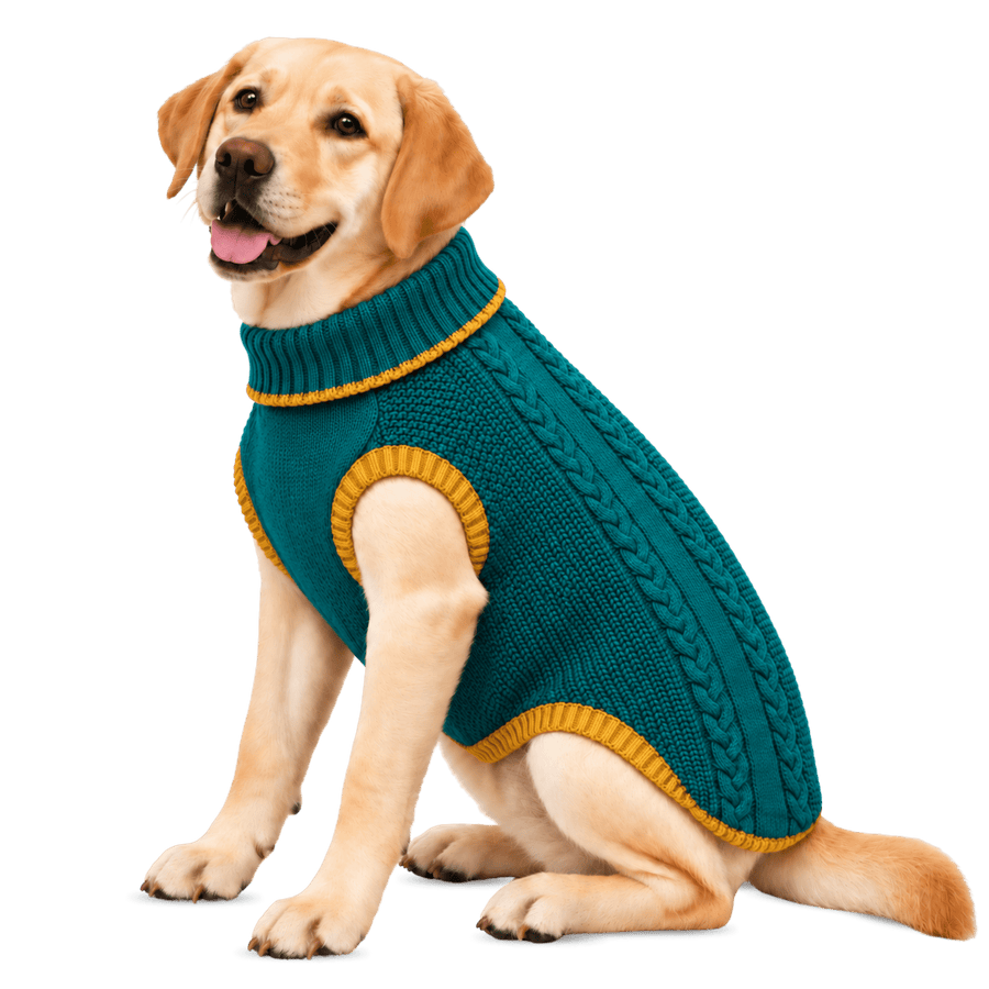 Richpet Cozy Knit Turtleneck Dog Sweater | Soft Stretchable Acrylic Winter Pullover | Machine Washable | Green - Richpet StoreRichpet Store