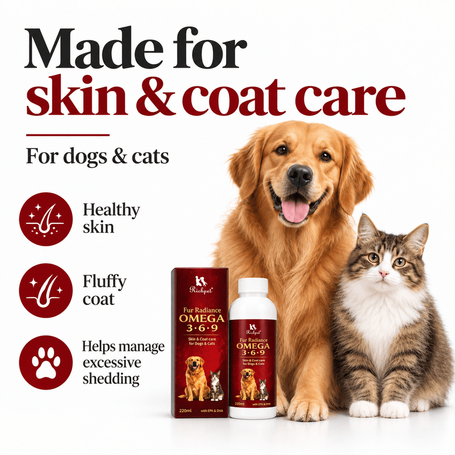 Richpet Fur Radiance Omega 3-6-9 for Dogs & Cats, Skin & Coat Oil with EPA & DHA (220ml) - Richpet StoreRichpet Store