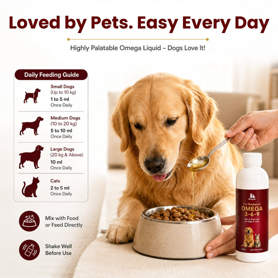 Richpet Fur Radiance Omega 3-6-9 Skin & Coat Oil for Dogs & Cats with EPA & DHA (220ml) - Richpet StoreRichpet Store