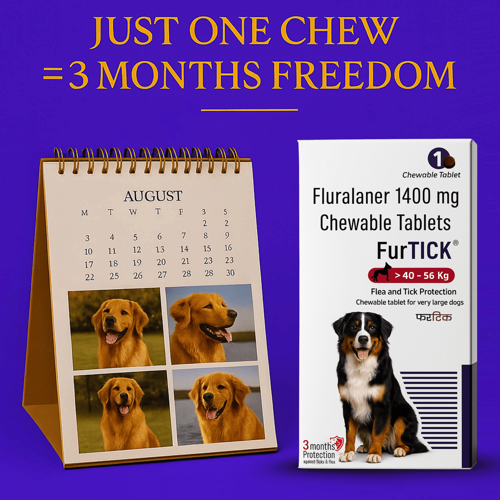 Richpet Furtick Flea & Tick Chewable Tablet for Very Large Dogs (40 - 56kg) | The Best Selling Fluralaner Tablet | 3 Months of Protection in One Dose - Richpet StoreRichpet Store