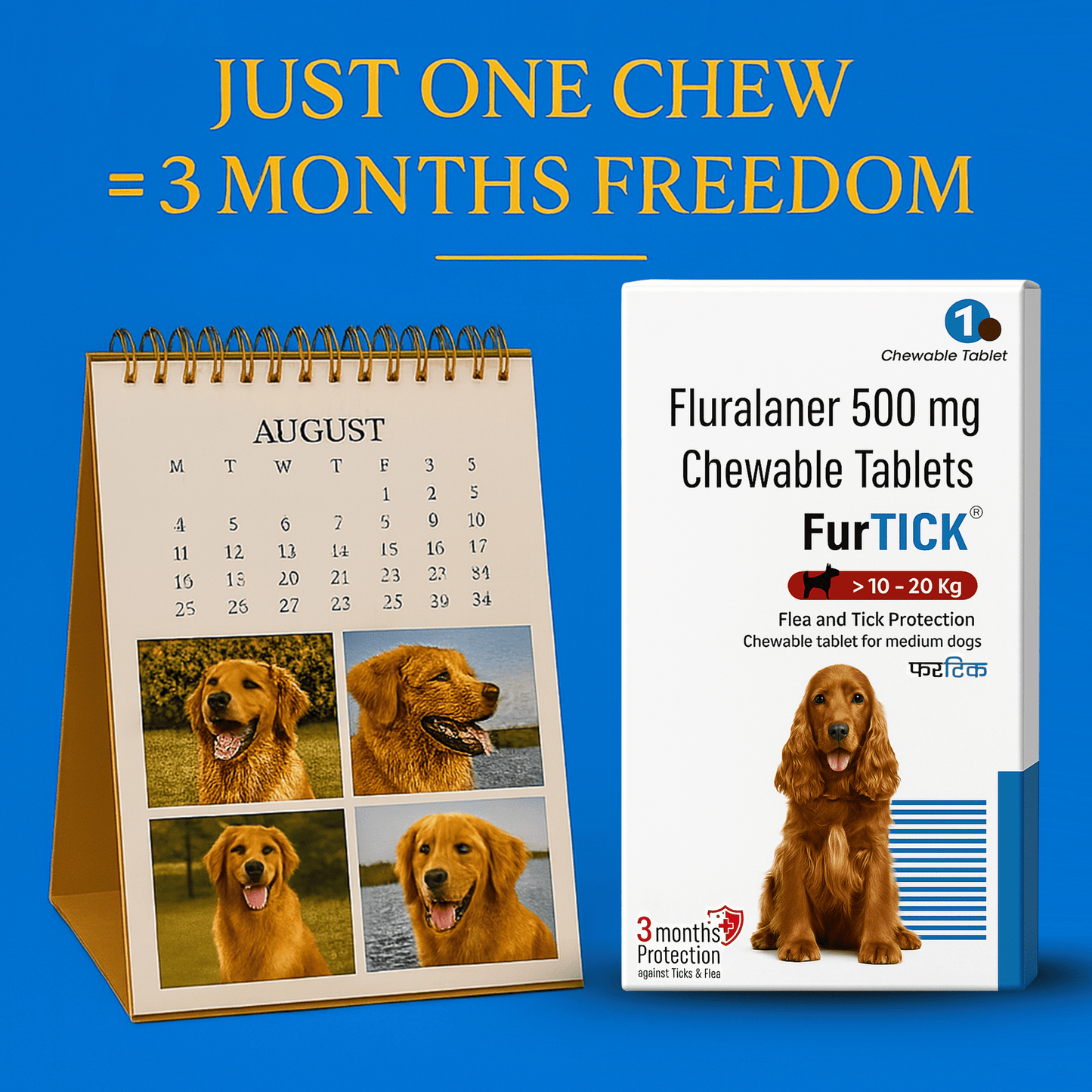 Richpet Furtick Fluralaner 500mg Flea and Tick Tablet for Dogs (10 - 20kg)| 3 - Month Protection Against Fleas,Ticks & Mites - Richpet StoreRichpet Store
