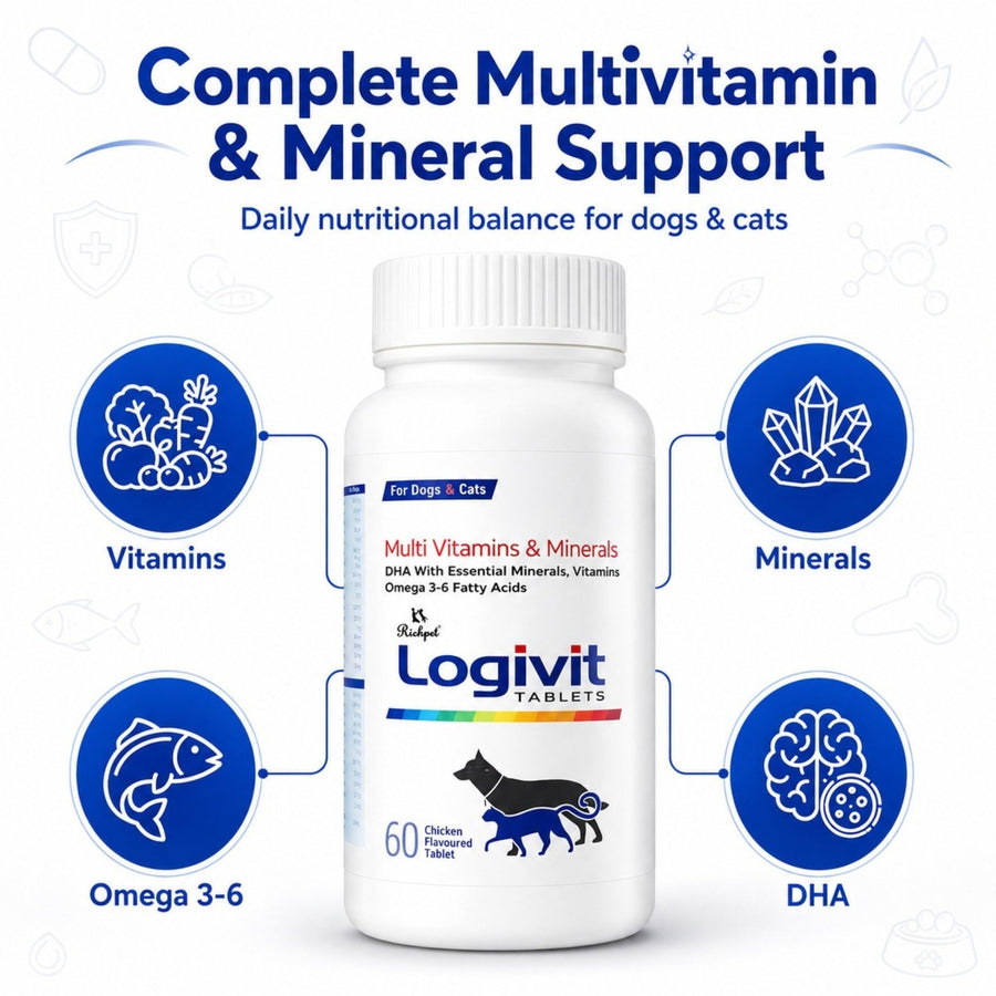 Richpet Logivit Dog Multivitamin Tablets with Chicken Flavour (60-Tablets) - Richpet StoreRichpet Store