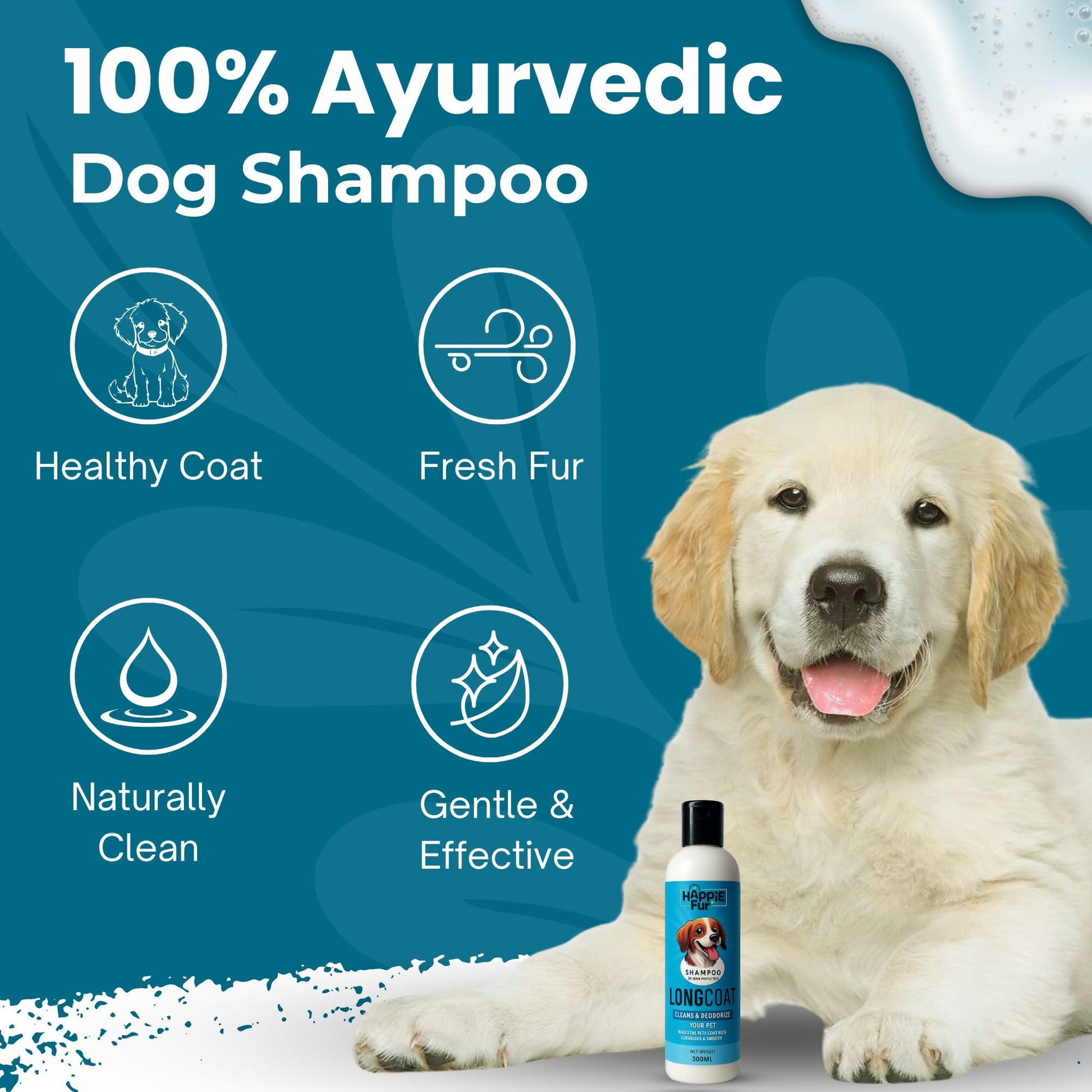 Richpet Long Coat Pet Shampoo (300ml) — Nourishing Care for Soft, Tangle - Free Fur | Optional Bath Brush Combo - Richpet StoreRichpet Store