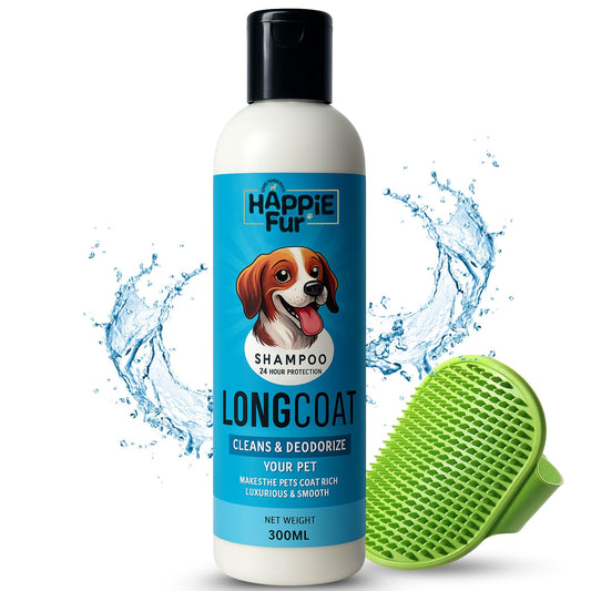 Richpet Long Coat Pet Shampoo (300ml) — Nourishing Care for Soft, Tangle - Free Fur | Optional Bath Brush Combo - Richpet StoreRichpet Store