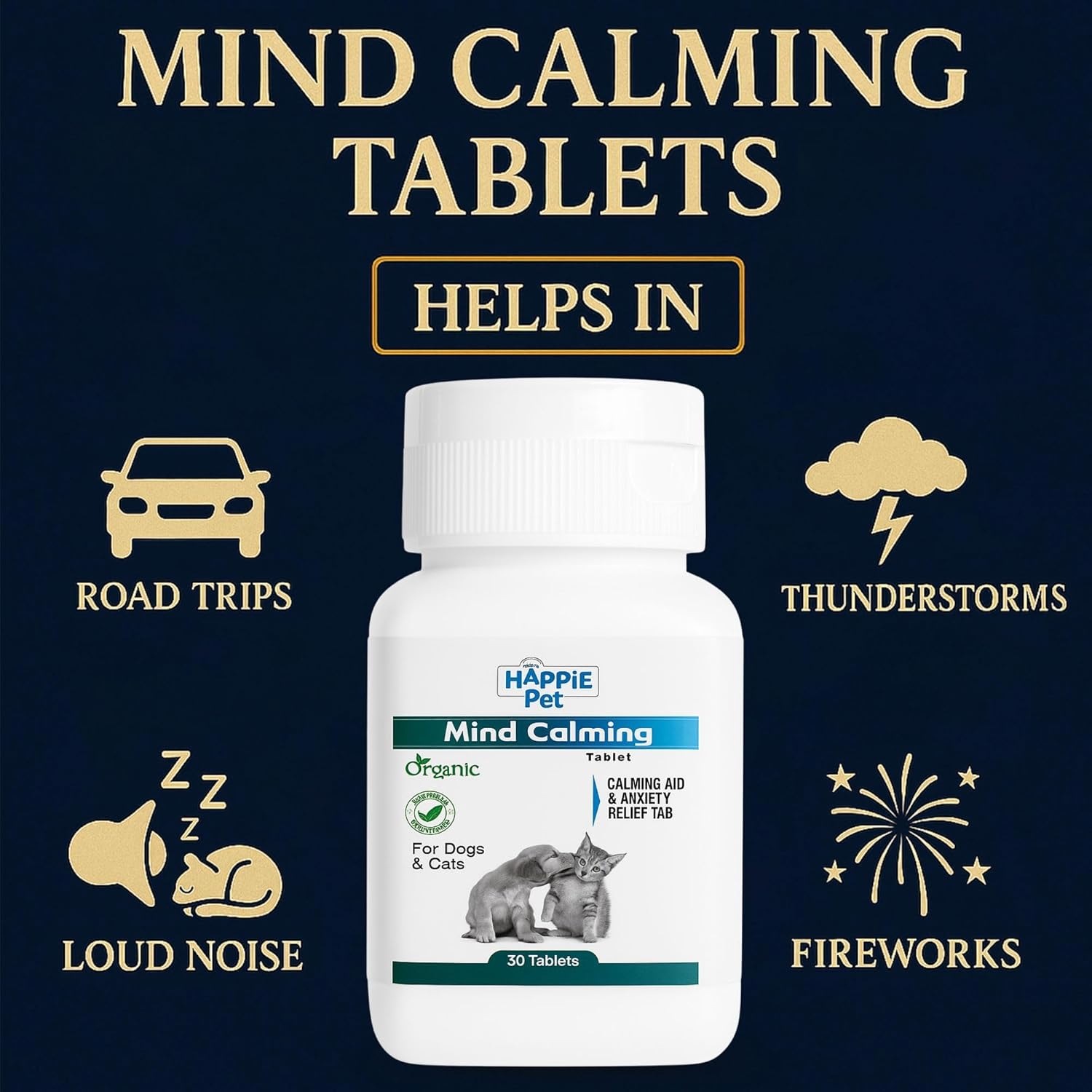 Richpet Mind Calming Tablets for Dogs & Cats (30 Count) — Natural Herbal Stress & Anxiety Relief - Richpet StoreRichpet Store