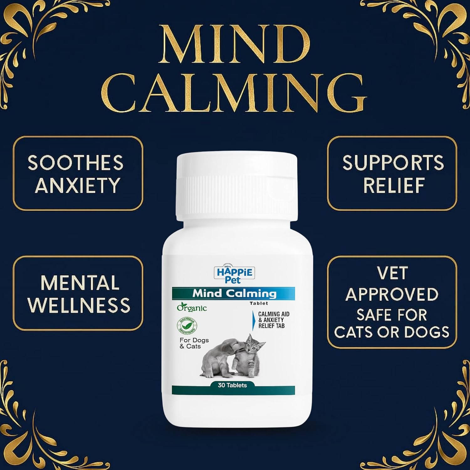 Richpet Mind Calming Tablets for Dogs & Cats (30 Count) — Natural Herbal Stress & Anxiety Relief - Richpet StoreRichpet Store
