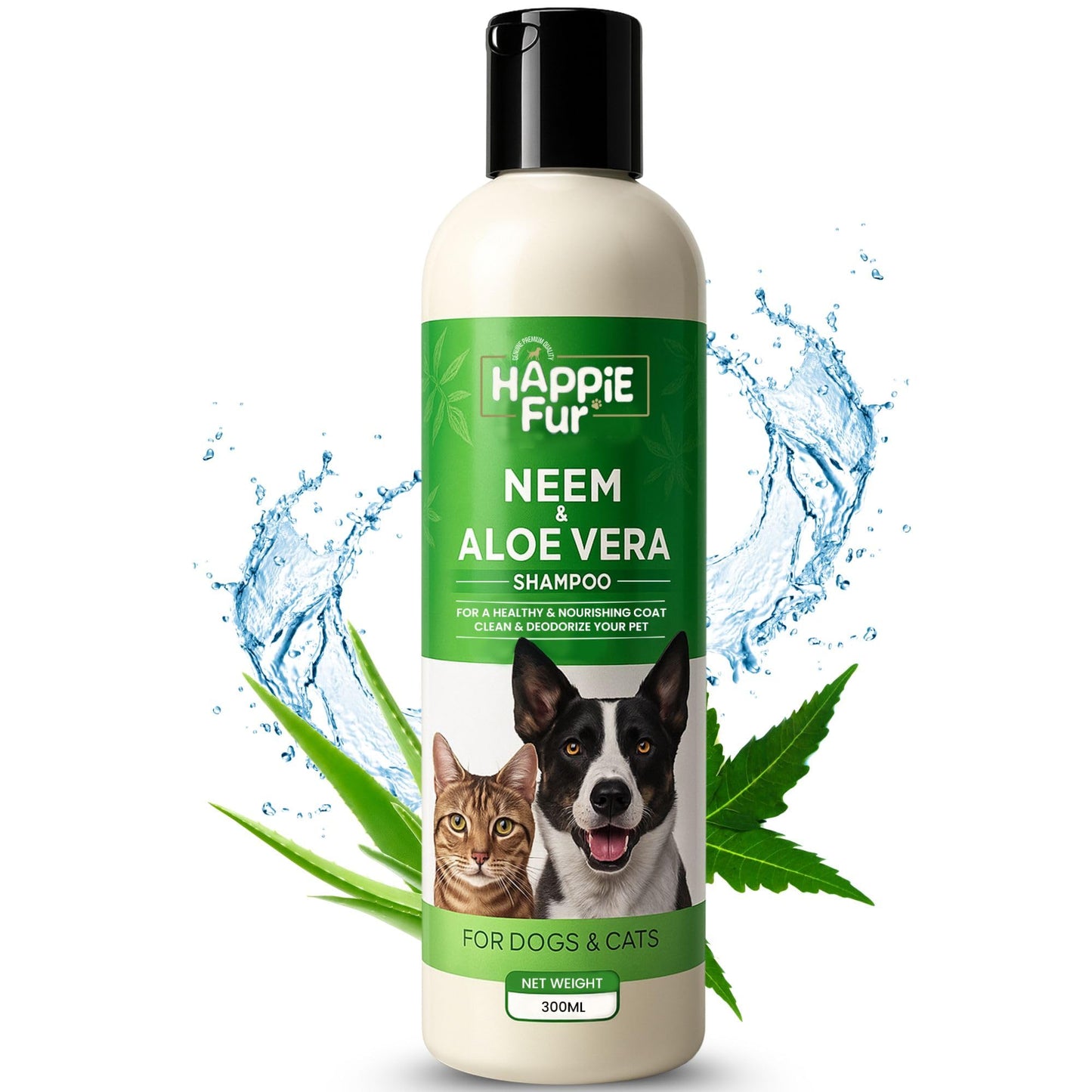 Richpet Neem & Aloe Vera Pet Shampoo (300ml) — Gentle Cleanse, Odour Control & Soft Coat | Optional Bath Brush Combo - Richpet StoreRichpet Store