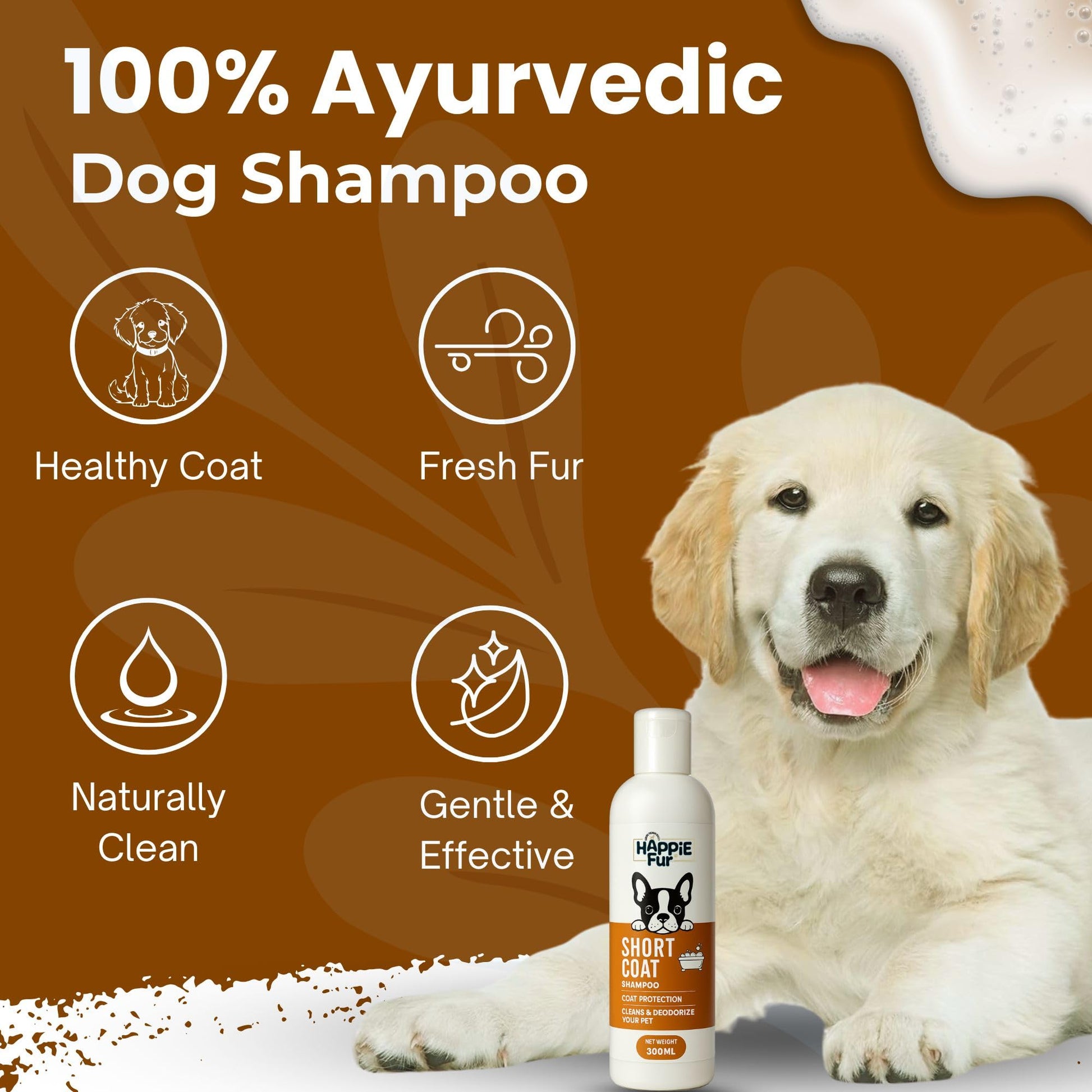 Richpet Short Coat Pet Shampoo (300ml + Bath Brush) — Gentle Cleansing for Smooth, Odour - Free Fur - Richpet StoreRichpet Store