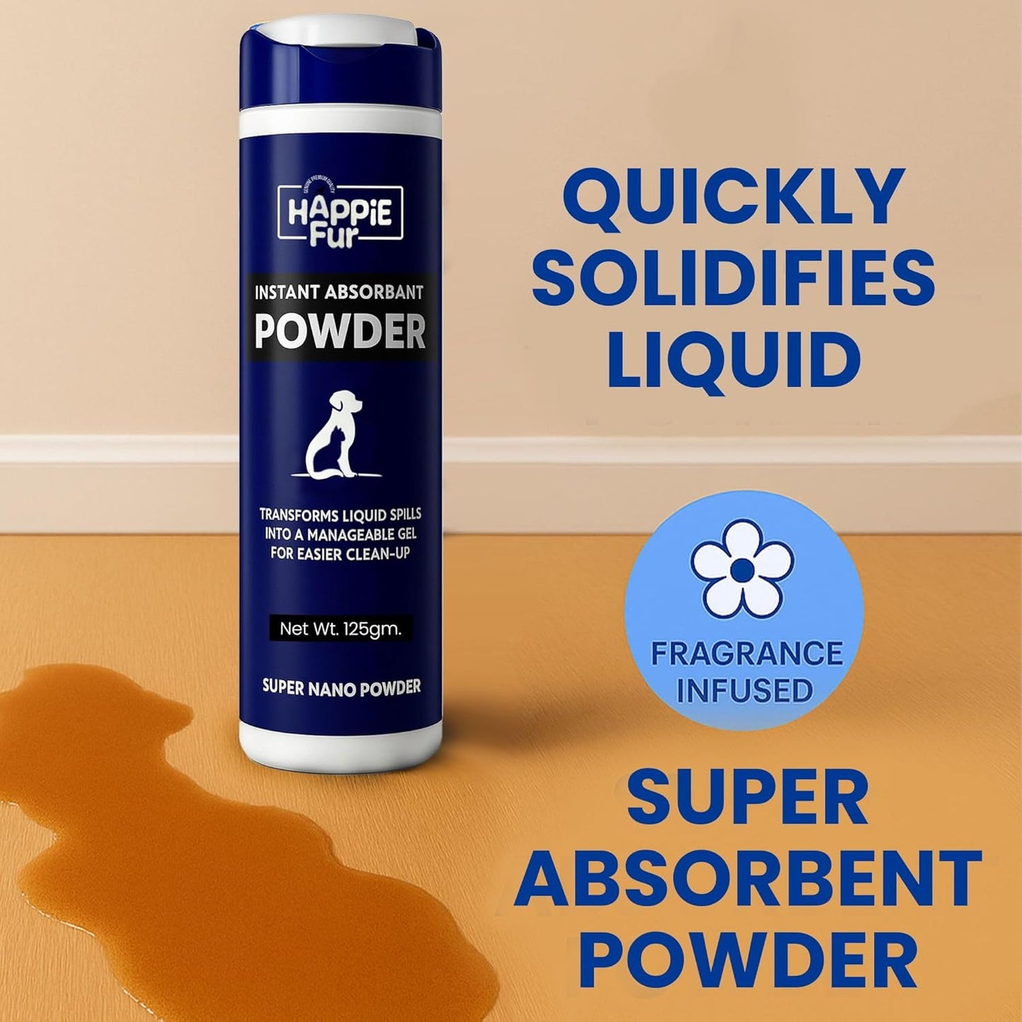 Richpet Super Nano Urine Absorbent Powder (125g) – Instantly Solidifies Pet Urine, Vomit & Diarrhea for Quick, Odor - Free Cleanup on Multiple Surfaces - Richpet StoreRichpet Store