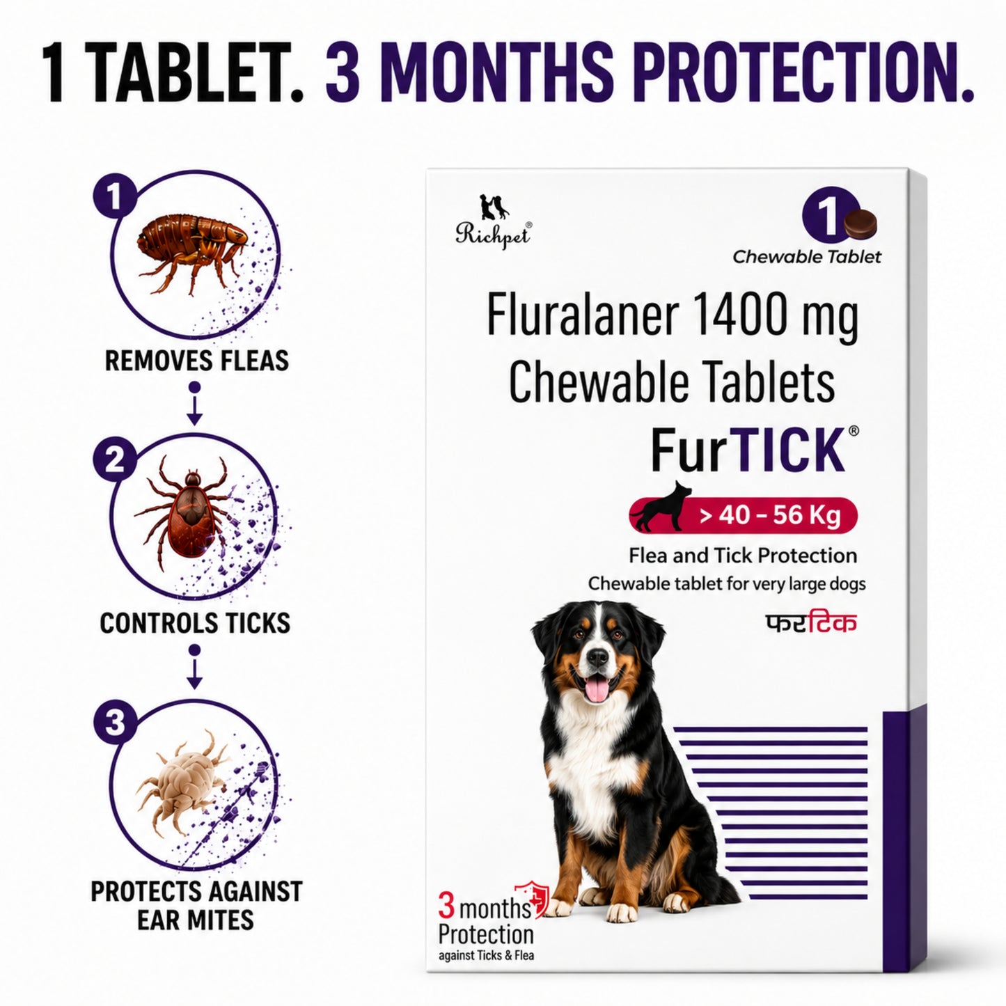 Furtick™ 3-Month Tick Defense - Extra Large Dog (40-60kg)