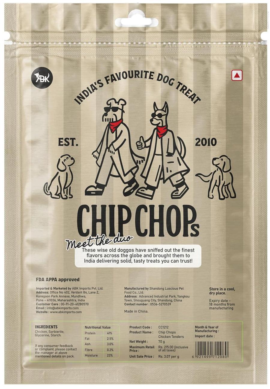 Chip Chops Chicken Tenders Dog Treat 70g | High Protein, Low Fat, Fresh Meat - Richpet StoreRichpet Store