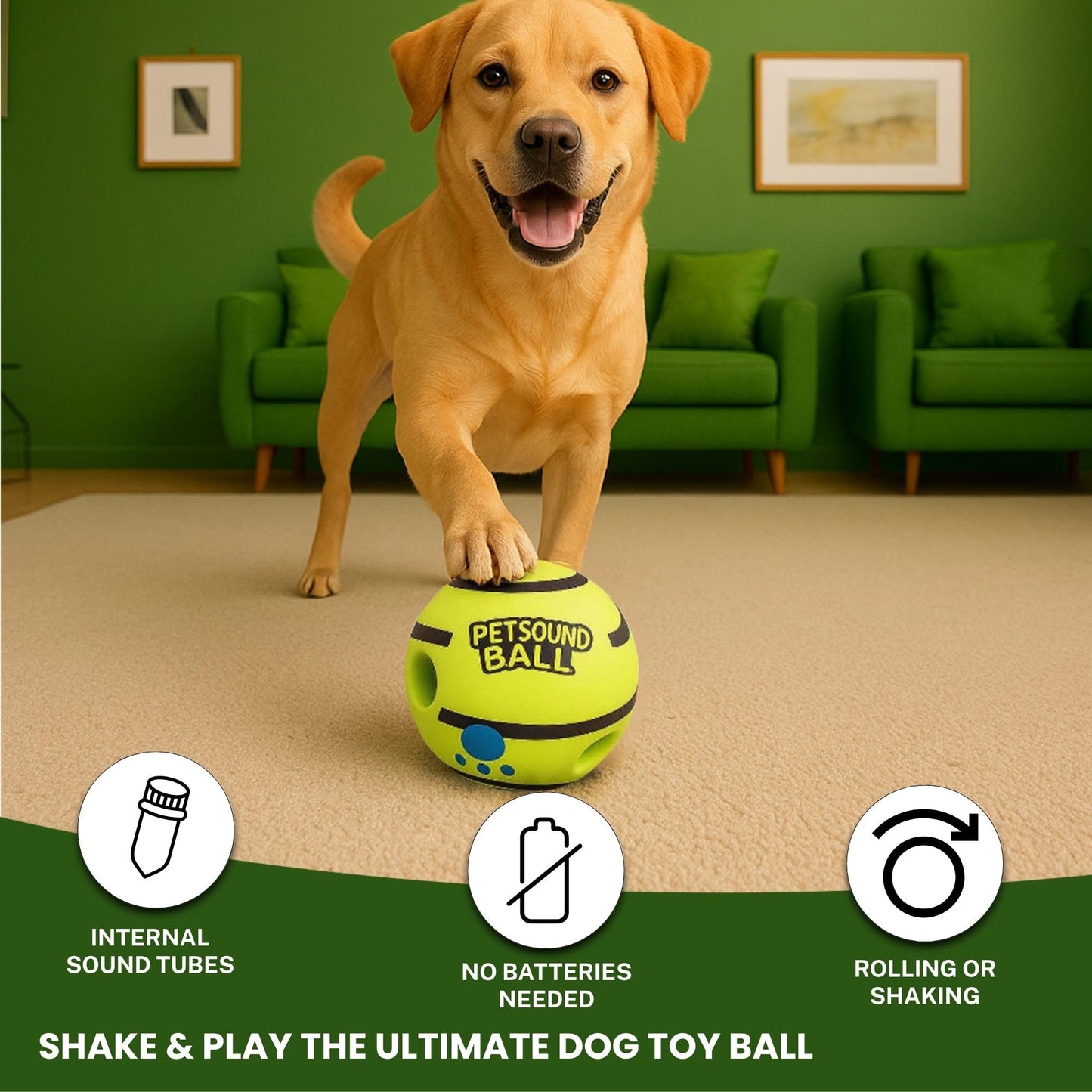 Dog Toy Ball for Dogs with Fun Giggle Sounds - Bouncing Ball for Indoor & Outdoor Play - Richpet StoreRichpet Store