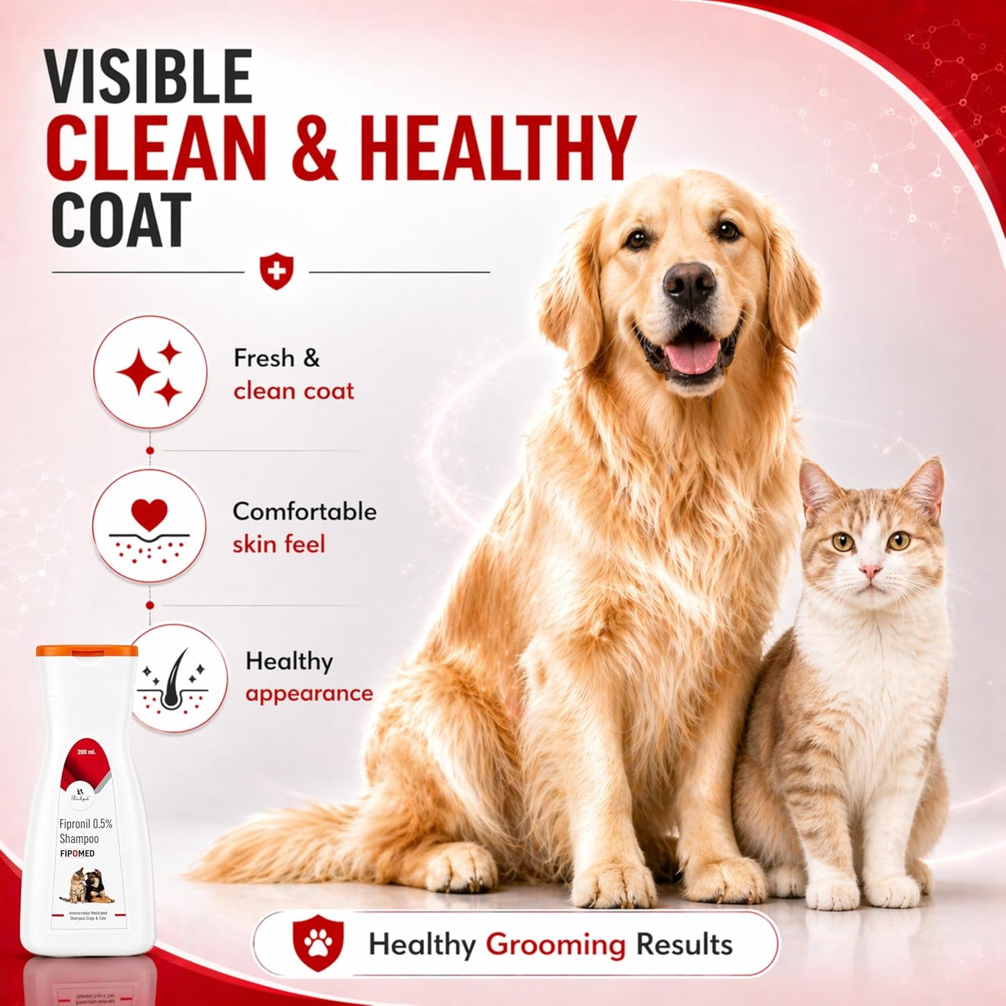 Fipronil 0.5% Medicated Flea & Tick Shampoo for Dogs & Cats | Antimicrobial Pet Shampoo for Flea, Tick & Skin Hygiene Care | Deep Cleansing Formula | 200 ml - Richpet StoreRichpet Store