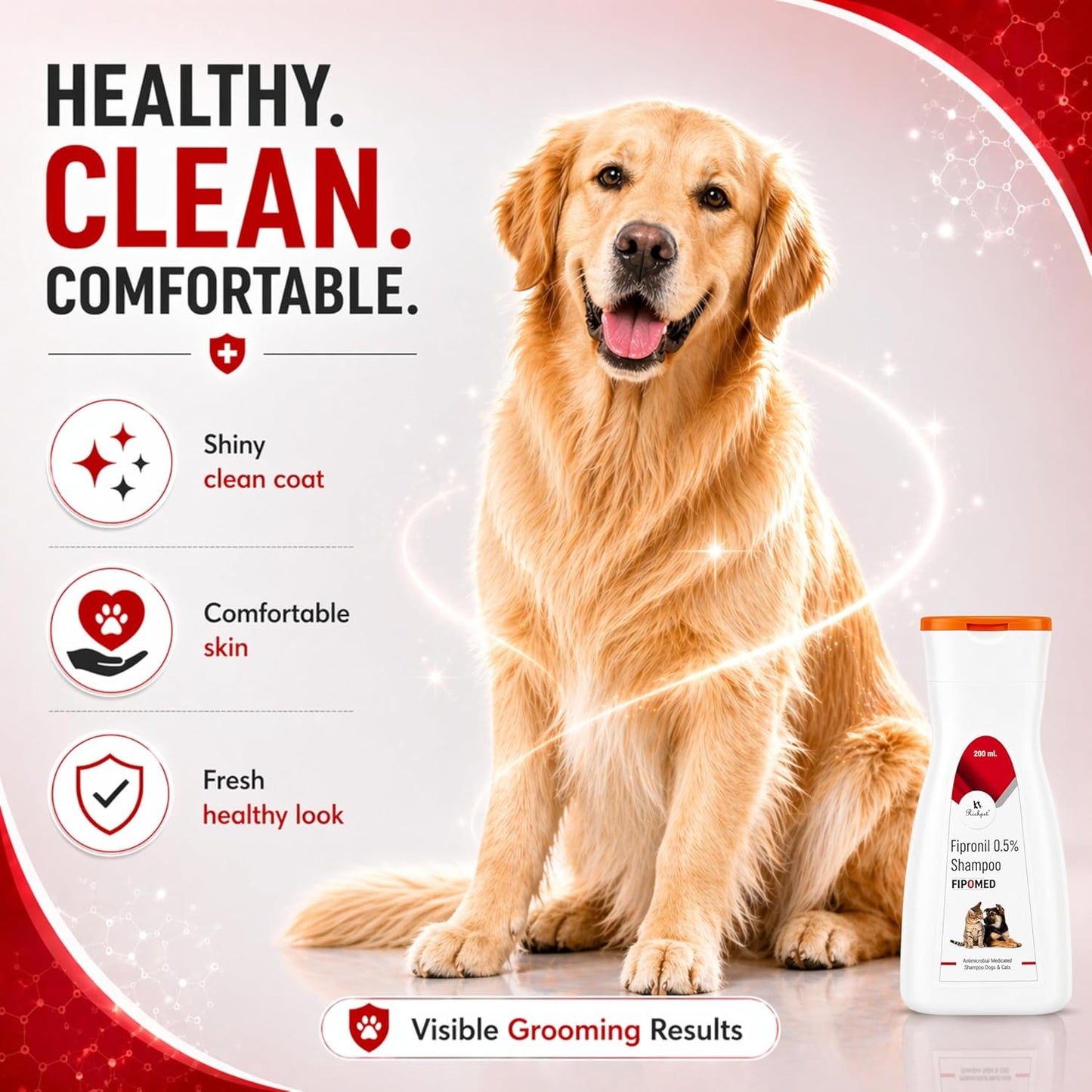 Fipronil 0.5% Medicated Flea & Tick Shampoo for Dogs & Cats | Antimicrobial Pet Shampoo for Flea, Tick & Skin Hygiene Care | Deep Cleansing Formula | 200 ml - Richpet StoreRichpet Store