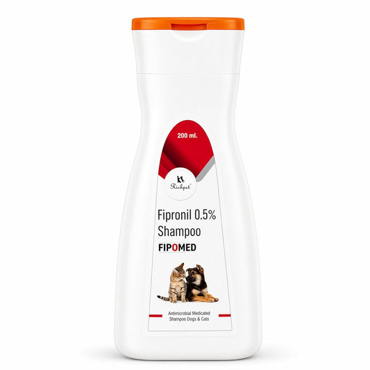 Fipronil 0.5% Medicated Flea & Tick Shampoo for Dogs & Cats | Antimicrobial Pet Shampoo for Flea, Tick & Skin Hygiene Care | Deep Cleansing Formula | 200 ml - Richpet StoreRichpet Store