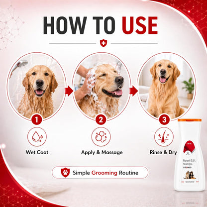 Fipronil 0.5% Medicated Flea & Tick Shampoo for Dogs & Cats | Antimicrobial Pet Shampoo for Flea, Tick & Skin Hygiene Care | Deep Cleansing Formula | 200 ml - Richpet StoreRichpet Store