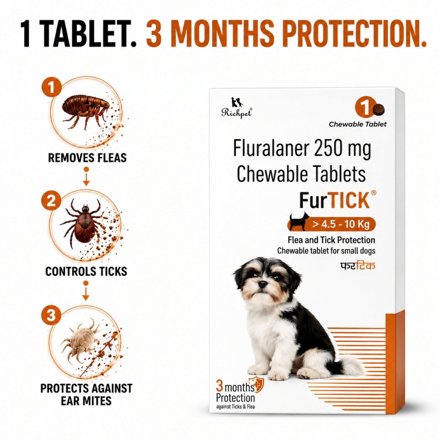 Furtick™ 3 - Month Tick Defense - Small Dog (4.5 - 10kg) - Richpet StoreRichpet Store