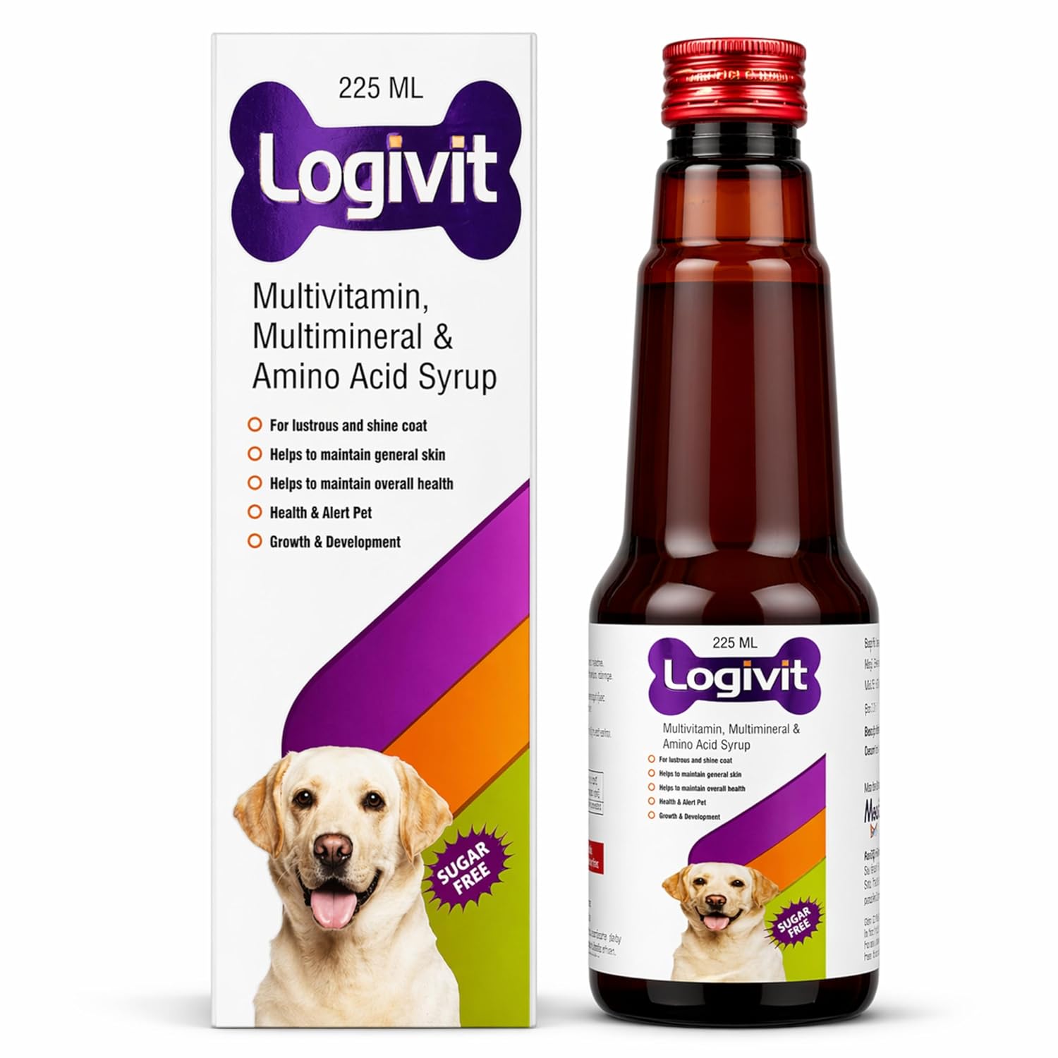 Logivit Multivitamin Syrup for Dogs & Cats | Daily Health Tonic for Immunity, Energy & Growth | Supports Skin & Coat | Vitamin, Mineral & Amino Acid Supplement - 225ml - Richpet StoreRichpet Store