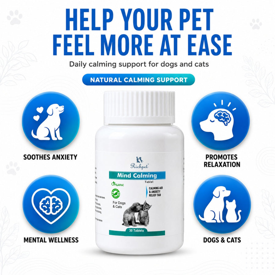 Mind Calming · Herbal Tablets for Easing Pet Anxiety (30 Count) - Richpet StoreRichpet Store