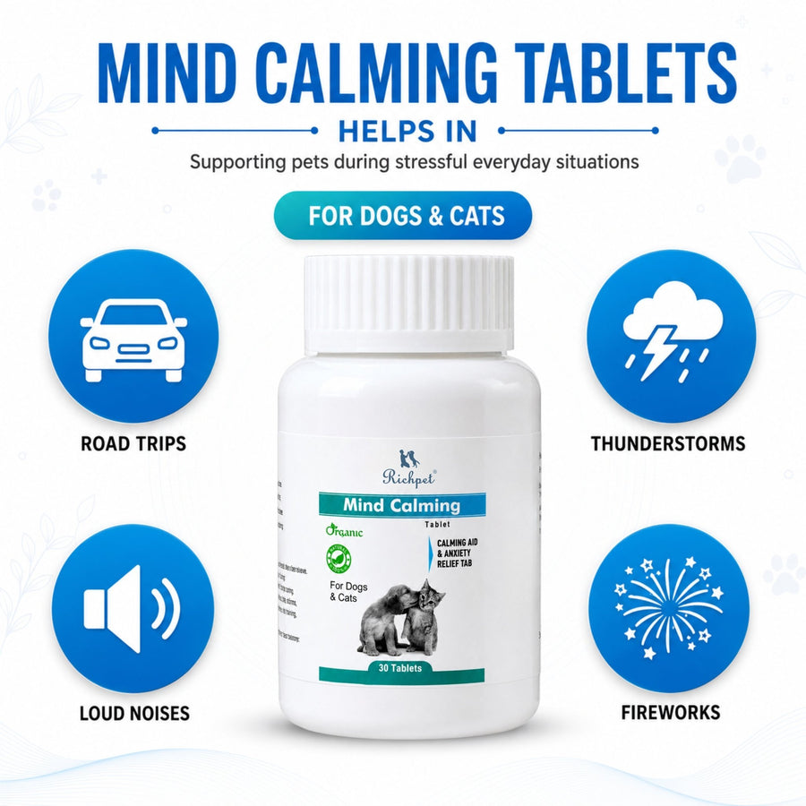 Mind Calming · Herbal Tablets for Easing Pet Anxiety (30 Count) - Richpet StoreRichpet Store