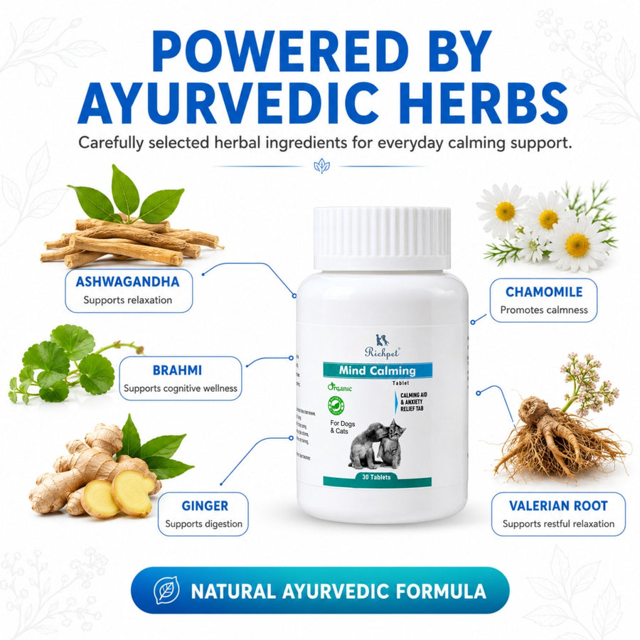 Mind Calming · Herbal Tablets for Easing Pet Anxiety (30 Count) - Richpet StoreRichpet Store