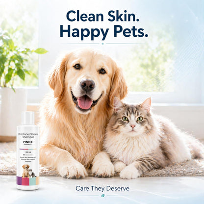 Pinox Shampoo for Dogs & Cats 200ml | Piroctone Olamine Formula for Itchy Skin Care & Coat Hygiene | Soothing Pet Cleanser for Sensitive Skin & Daily Grooming - Richpet StoreRichpet Store
