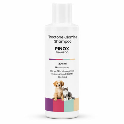 Pinox Shampoo for Dogs & Cats 200ml | Piroctone Olamine Formula for Itchy Skin Care & Coat Hygiene | Soothing Pet Cleanser for Sensitive Skin & Daily Grooming - Richpet StoreRichpet Store