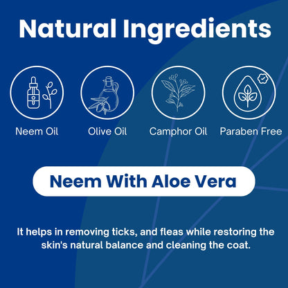 Richpet Anti Tick & Flea Pet Shampoo (300ml) — Natural Neem & Aloe Vera Formula | Optional Bath Brush Combo - Richpet StoreRichpet Store