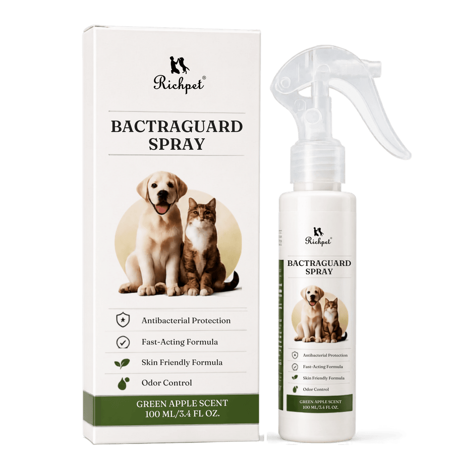 Richpet Bactraguard Antibacterial Skin Spray for Dogs & Cats | Green Apple Scent | Cleanses, Protects & Controls Odour (100ml) - Richpet StoreRichpet Store