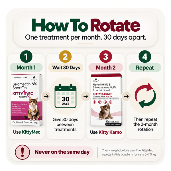 Richpet Complete Cat Parasite Protection Bundle | 2-Month Rotation | Fleas, Ticks, Lice, Ear Mites, Roundworms, Hookworms & Heartworm - Richpet StoreRichpet Store