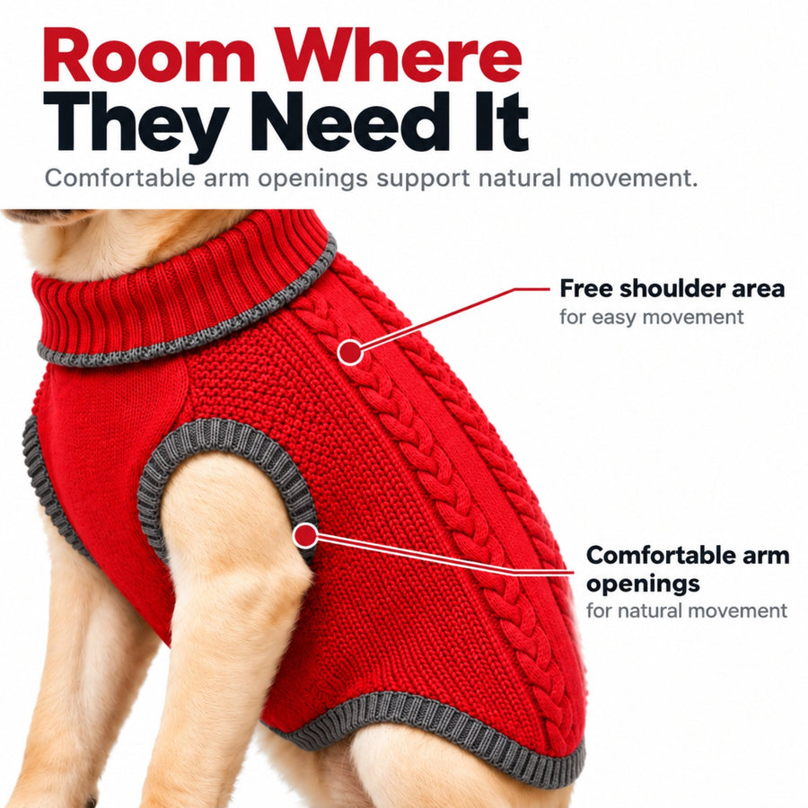 Richpet Cozy Knit Turtleneck Dog Sweater | Soft Stretchable Acrylic Winter Pullover | Machine Washable | Dark Red - Richpet StoreRichpet Store