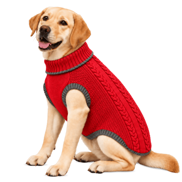 Richpet Cozy Knit Turtleneck Dog Sweater | Soft Stretchable Acrylic Winter Pullover | Machine Washable | Dark Red - Richpet StoreRichpet Store