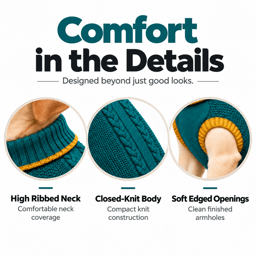 Richpet Cozy Knit Turtleneck Dog Sweater | Soft Stretchable Acrylic Winter Pullover | Machine Washable | Green - Richpet StoreRichpet Store