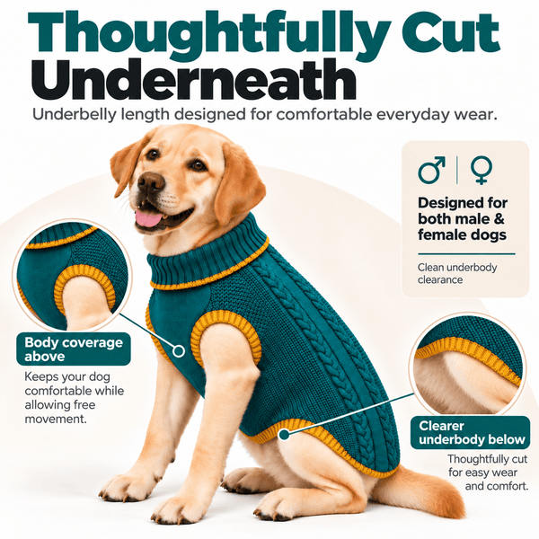 Richpet Cozy Knit Turtleneck Dog Sweater | Soft Stretchable Acrylic Winter Pullover | Machine Washable | Green - Richpet StoreRichpet Store