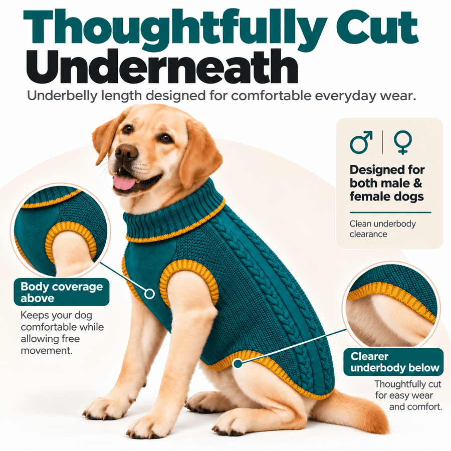 Richpet Cozy Knit Turtleneck Dog Sweater | Soft Stretchable Acrylic Winter Pullover | Machine Washable | Green - Richpet StoreRichpet Store