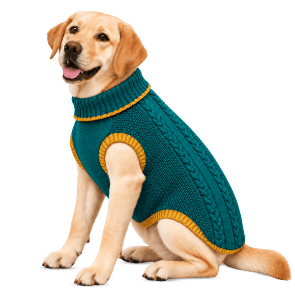 Richpet Cozy Knit Turtleneck Dog Sweater | Soft Stretchable Acrylic Winter Pullover | Machine Washable | Green - Richpet StoreRichpet Store