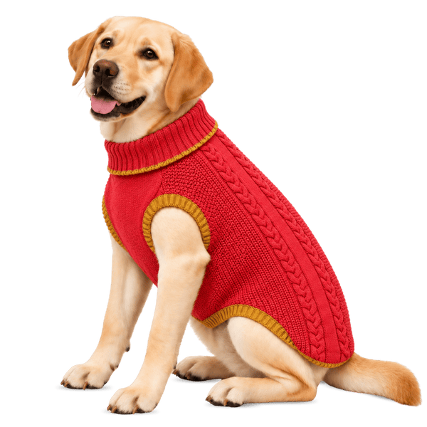 Richpet Cozy Knit Turtleneck Dog Sweater | Soft Stretchable Acrylic Winter Pullover | Machine Washable | Red - Richpet StoreRichpet Store
