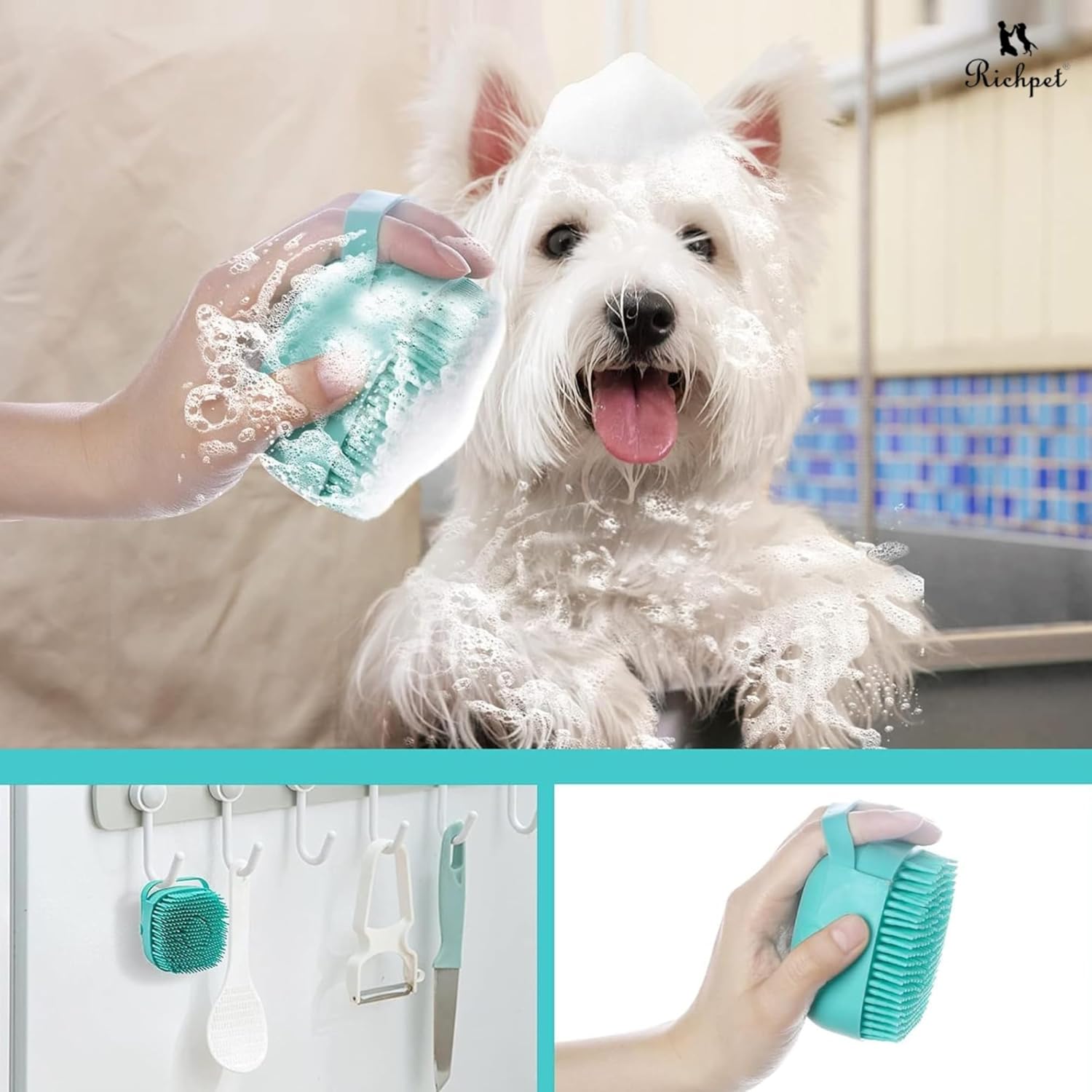 Richpet Dog Bath Brush with Shampoo Dispenser – Soft Silicone Grooming & Massage Brush - Richpet StoreRichpet Store