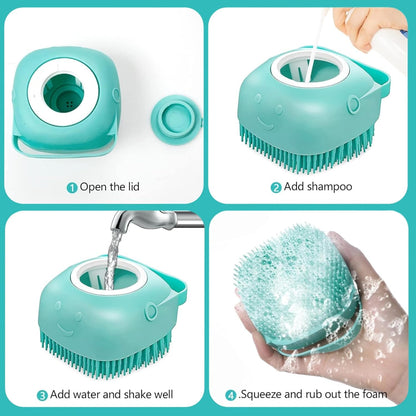 Richpet Dog Bath Brush with Shampoo Dispenser – Soft Silicone Grooming & Massage Brush - Richpet StoreRichpet Store