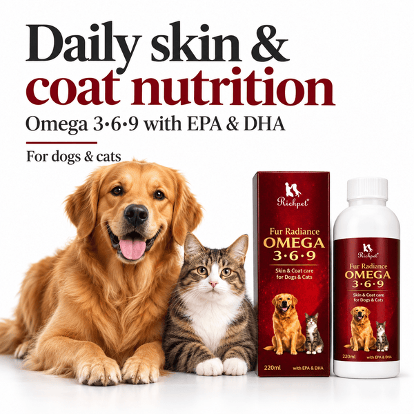 Richpet Fur Radiance Omega 3-6-9 for Dogs & Cats, Skin & Coat Oil with EPA & DHA (220ml) - Richpet StoreRichpet Store