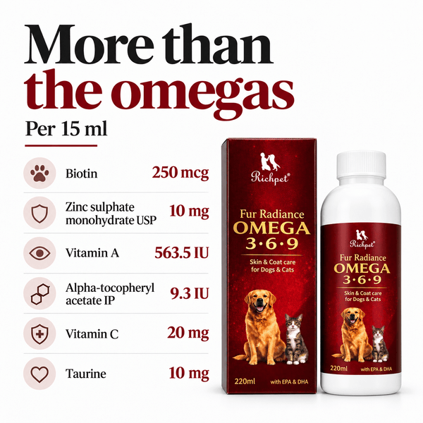 Richpet Fur Radiance Omega 3-6-9 for Dogs & Cats, Skin & Coat Oil with EPA & DHA (220ml) - Richpet StoreRichpet Store
