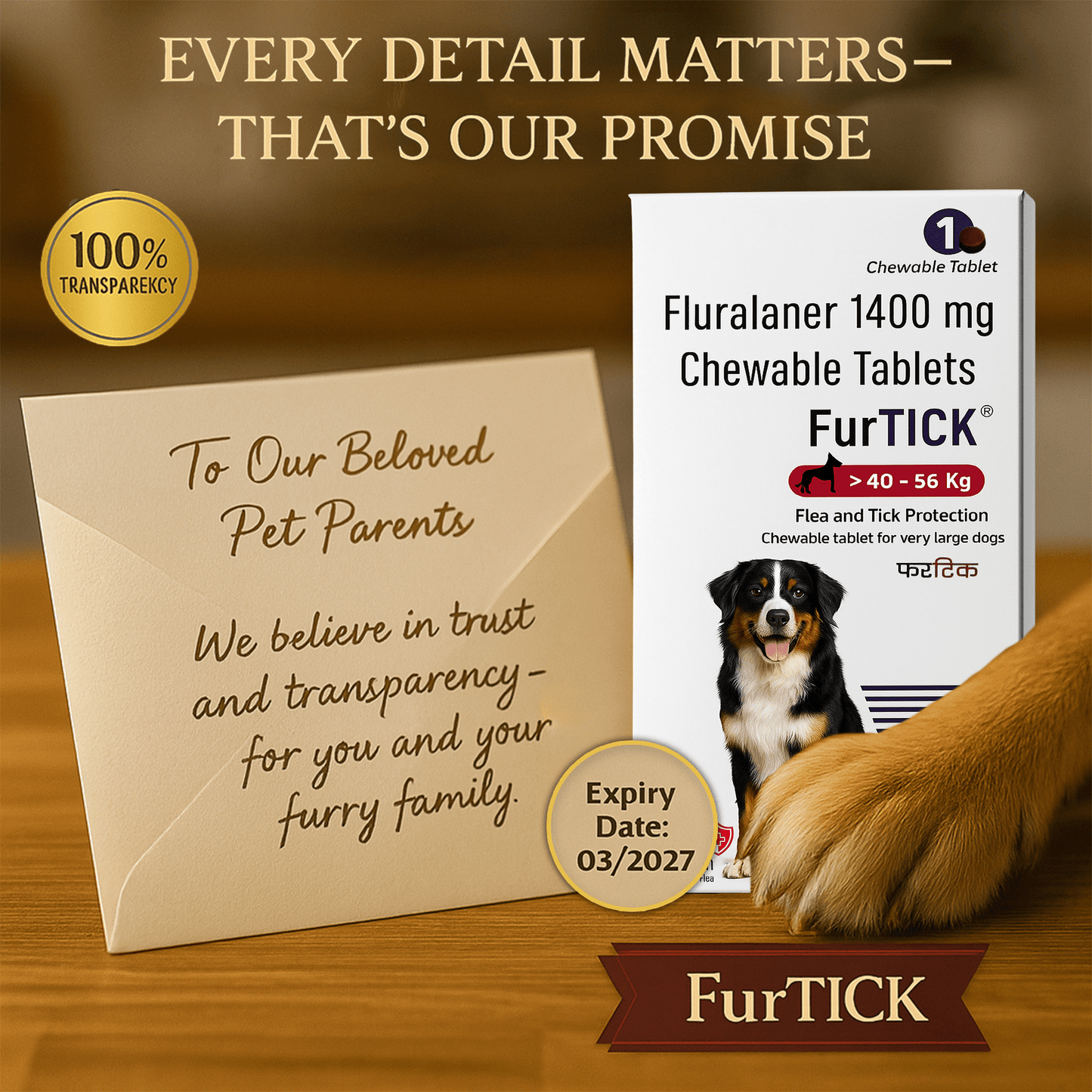 Richpet Furtick Fluralaner 250mg Flea and Tick Tablet for Dogs (4.5 - 10kg), 3 - Month Protection Against Ticks, Fleas & Mites - Richpet StoreRichpet Store