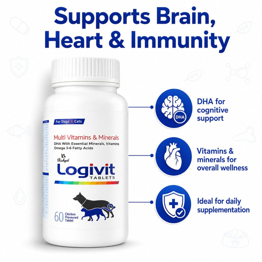 Richpet Logivit Dog Multivitamin Tablets with Chicken Flavour (60-Tablets) - Richpet StoreRichpet Store
