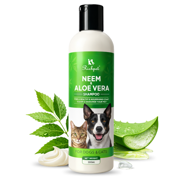 Richpet™ Neem & Aloevera Pet Shampoo, (300ml) with Bath Scrubber - Richpet StoreRichpet Store