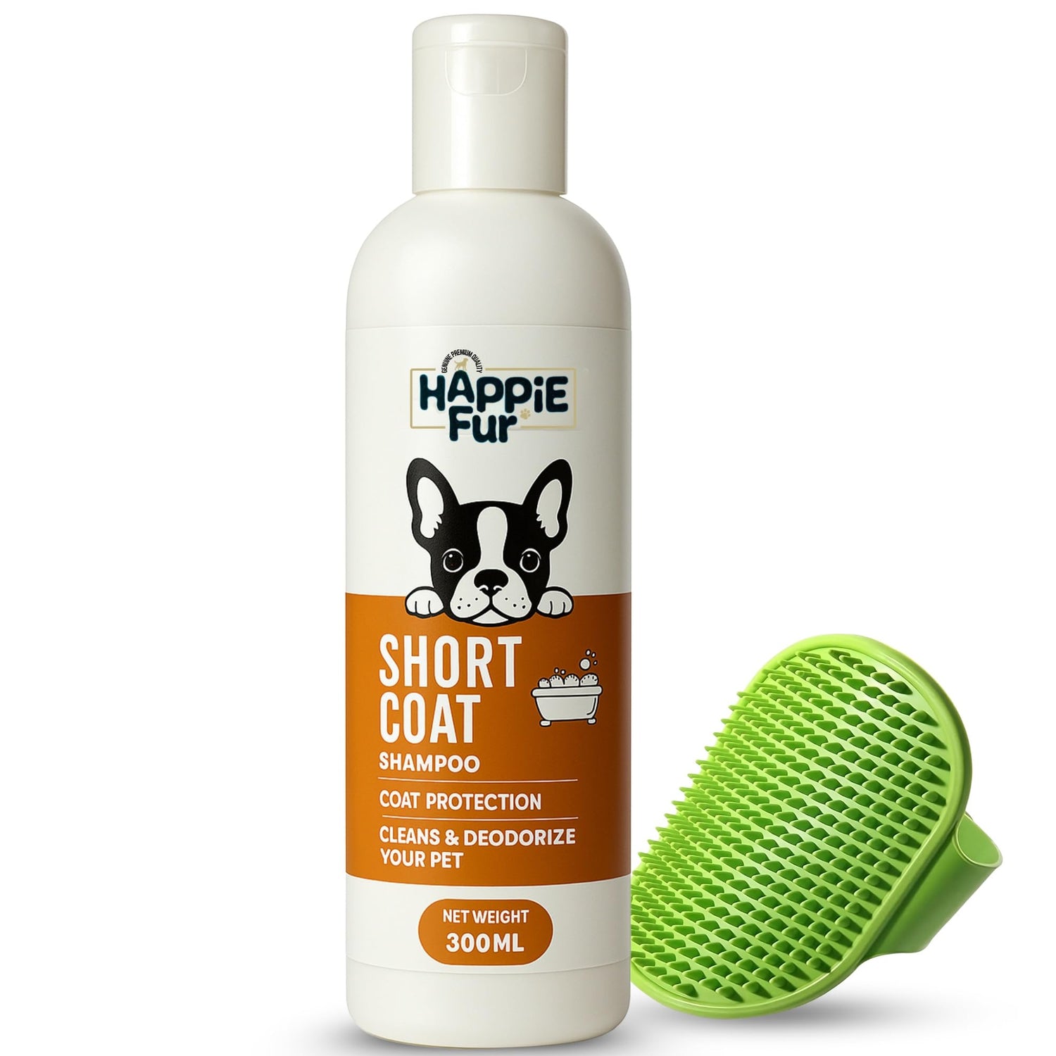 Richpet Short Coat Pet Shampoo (300ml + Bath Brush) — Gentle Cleansing for Smooth, Odour - Free Fur - Richpet StoreRichpet Store