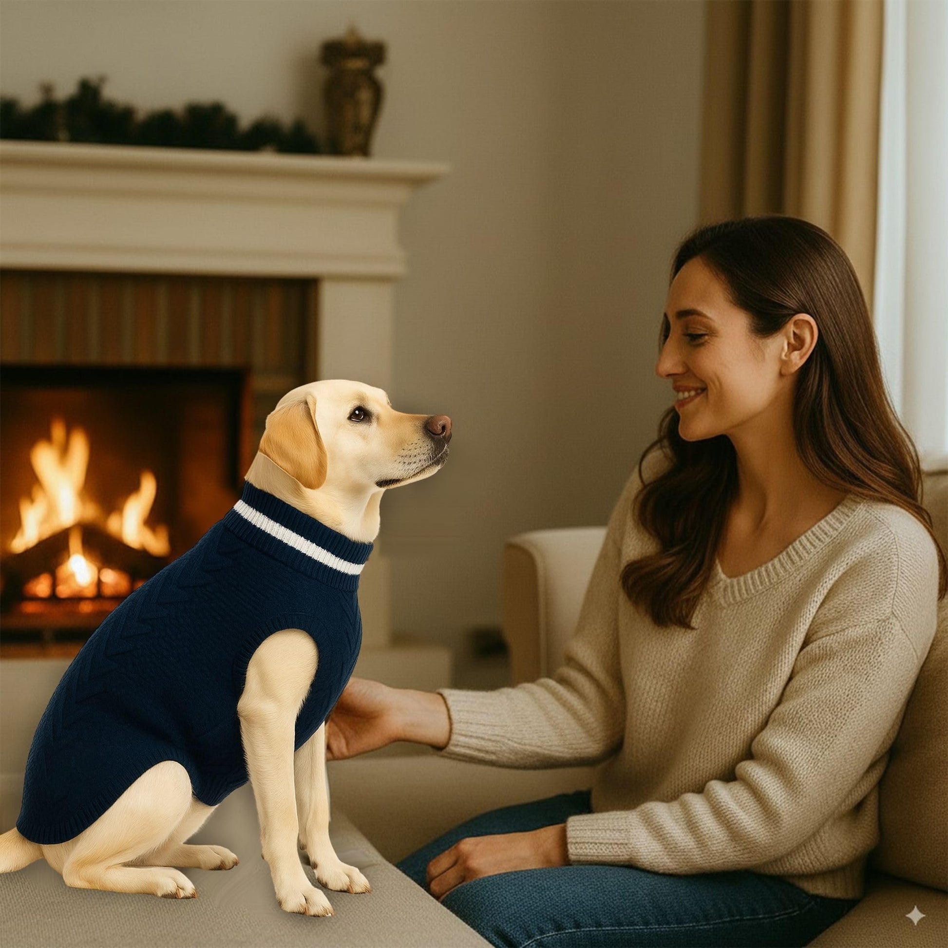 Richpet Soft & Stretchable Dog Sweater (Dark Blue) - Warm, Cozy Turtleneck Winter Knit Pullover - Richpet StoreRichpet Store